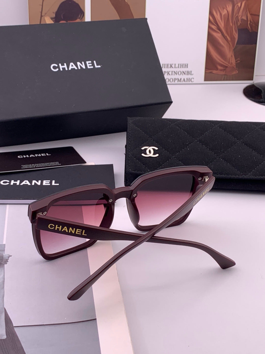Chanel CH47000 Oversized Black Lens Sunglasses for Men & Women - detail image 6