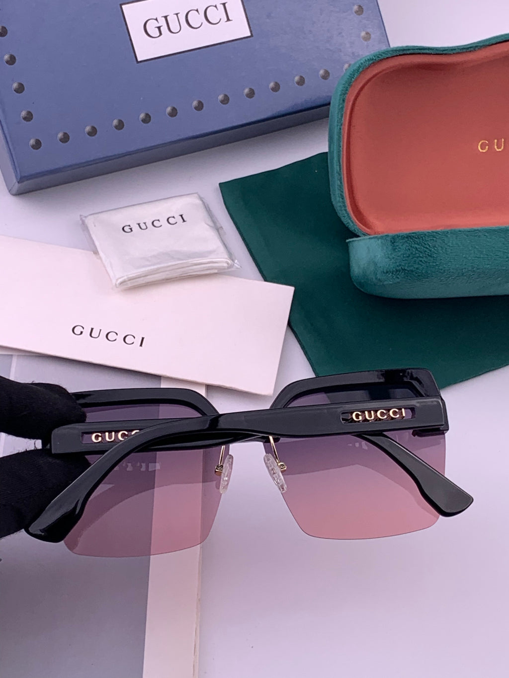 Gucci 2592 Polarized Square Gold Lens Sunglasses for Men & Women - 371542 - detail image 4
