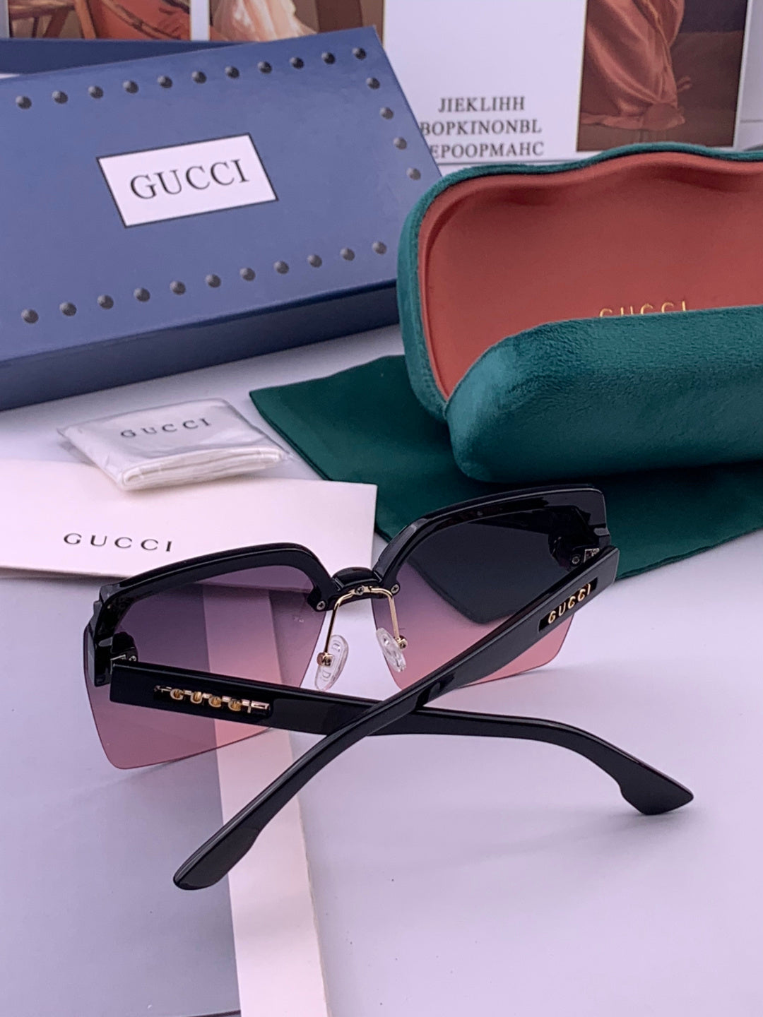 Gucci 2592 Polarized Square Gold Lens Sunglasses for Men & Women - 371542 - detail image 6