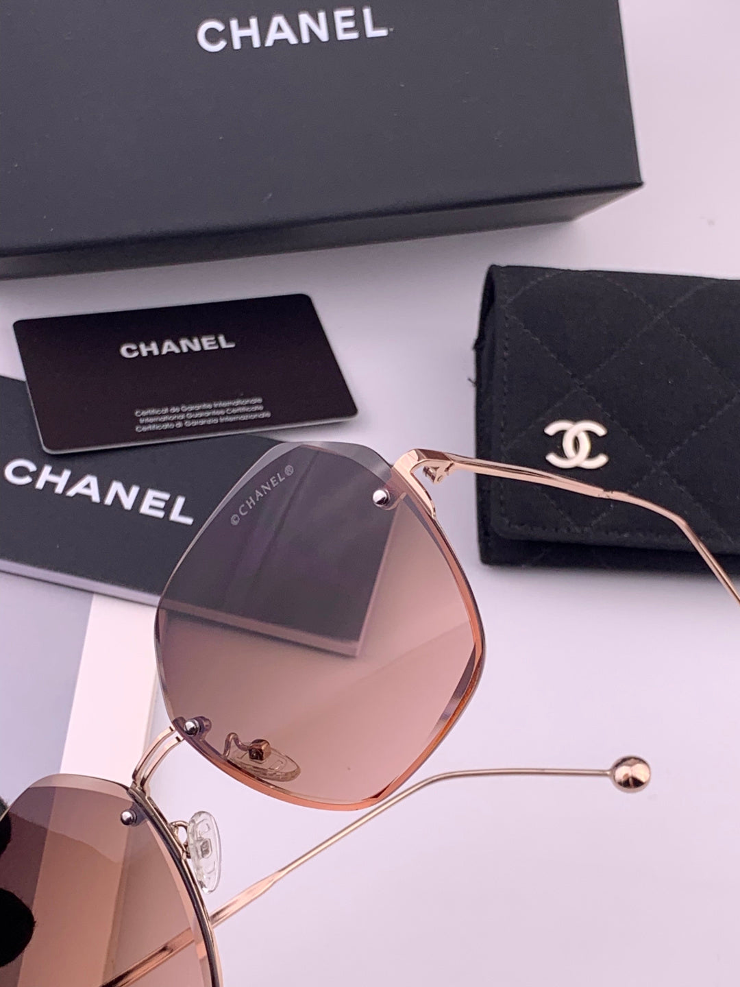 Chanel CH33711 Lightweight Rimless Gold Lens Sunglasses for Women - 371753 - detail image 3