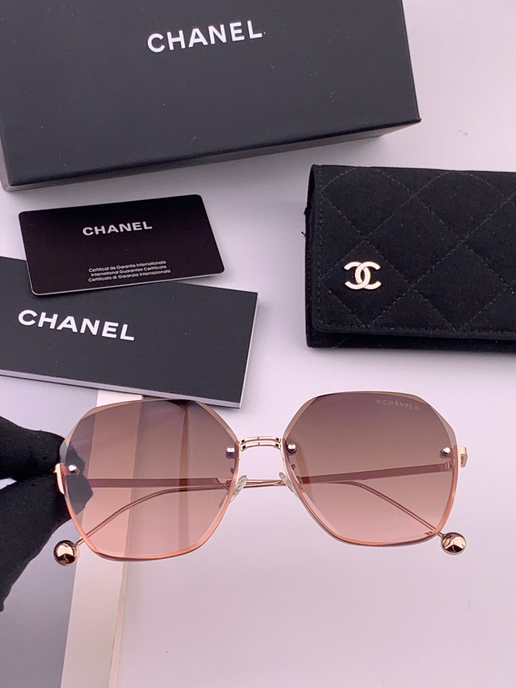 Chanel CH33711 Lightweight Rimless Gold Lens Sunglasses for Women - 371753