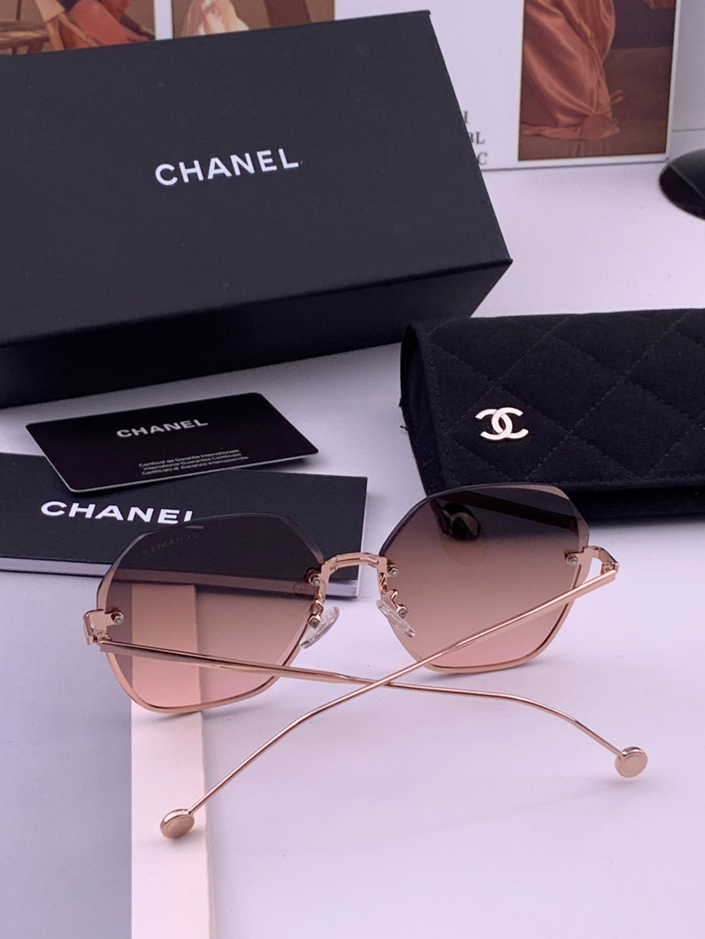 Chanel CH33711 Lightweight Rimless Gold Lens Sunglasses for Women - 371753 - detail image 7