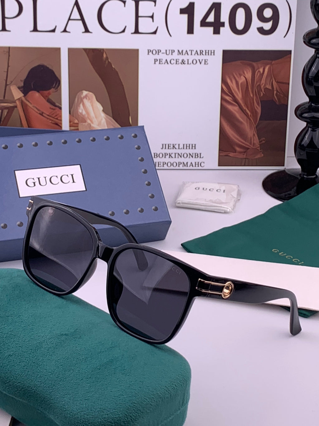 Gucci G1106 Metal Square Gold Lens Sunglasses for Men & Women - detail image 2