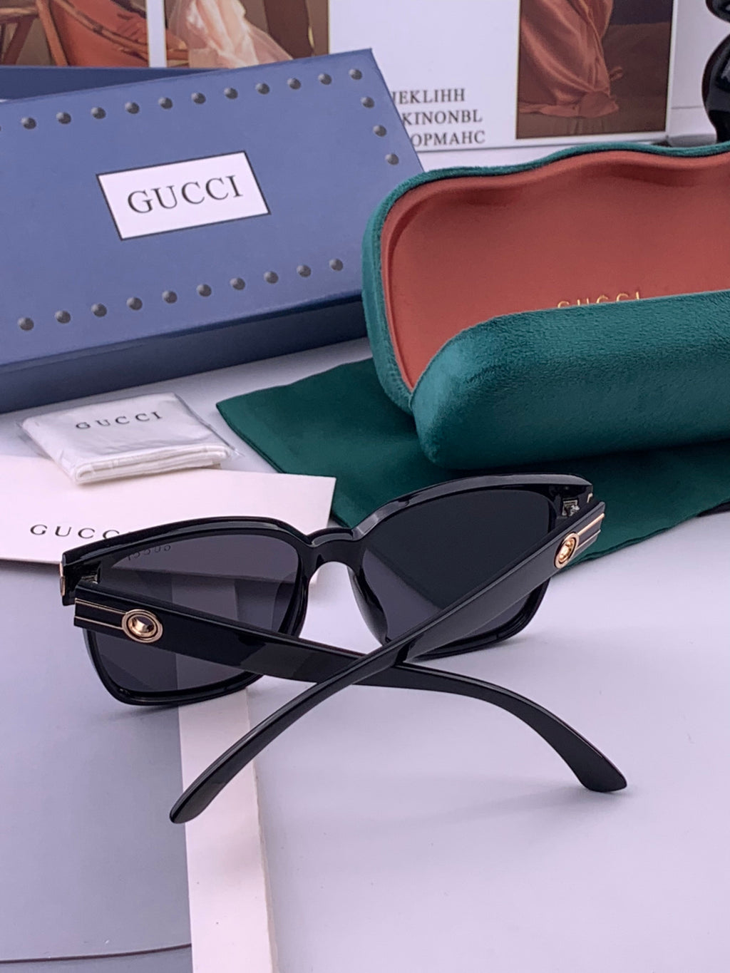 Gucci G1106 Metal Square Gold Lens Sunglasses for Men & Women - detail image 7