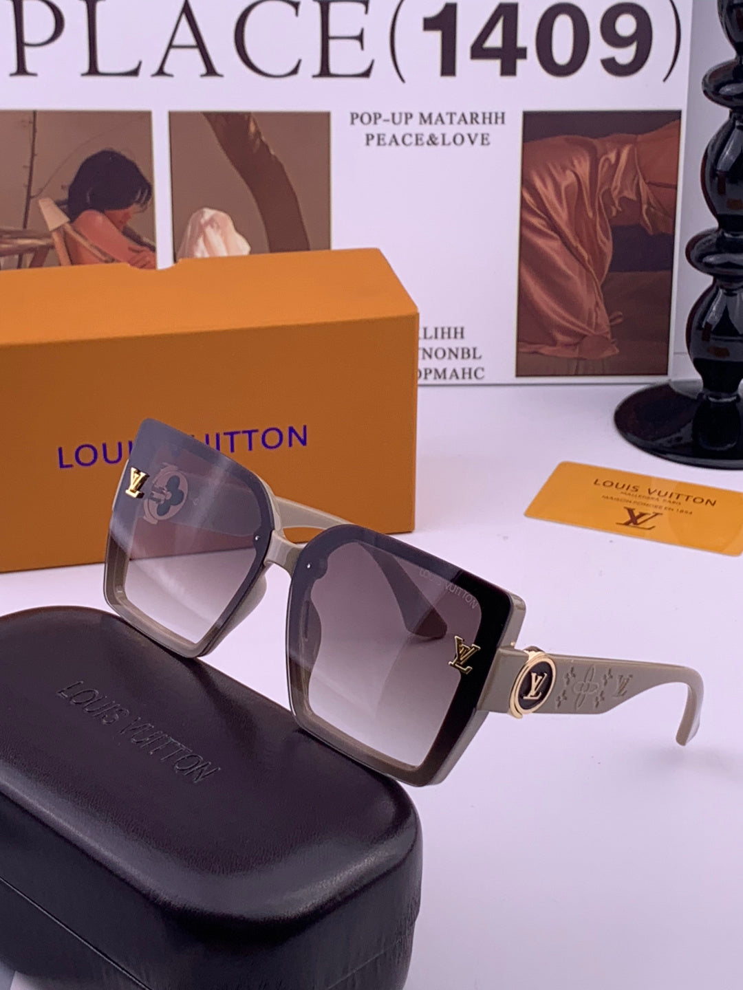 Louis Vuitton L8623 Square Black Lens Sunglasses for Men & Women - 371335 - detail image 2