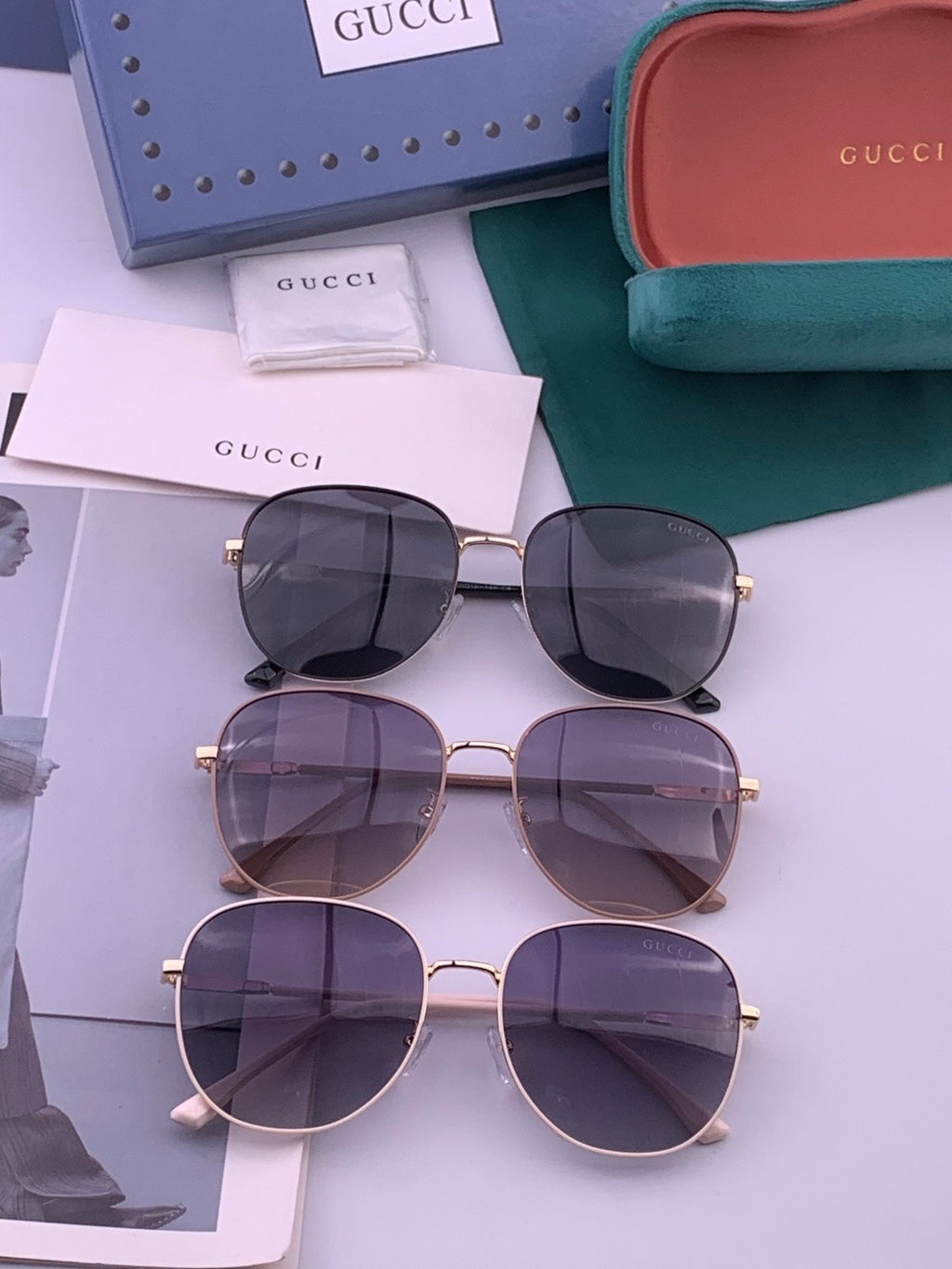 Gucci G5822 Polarized Oversized Gold Lens Sunglasses for Men & Women - 371548 - detail image 6