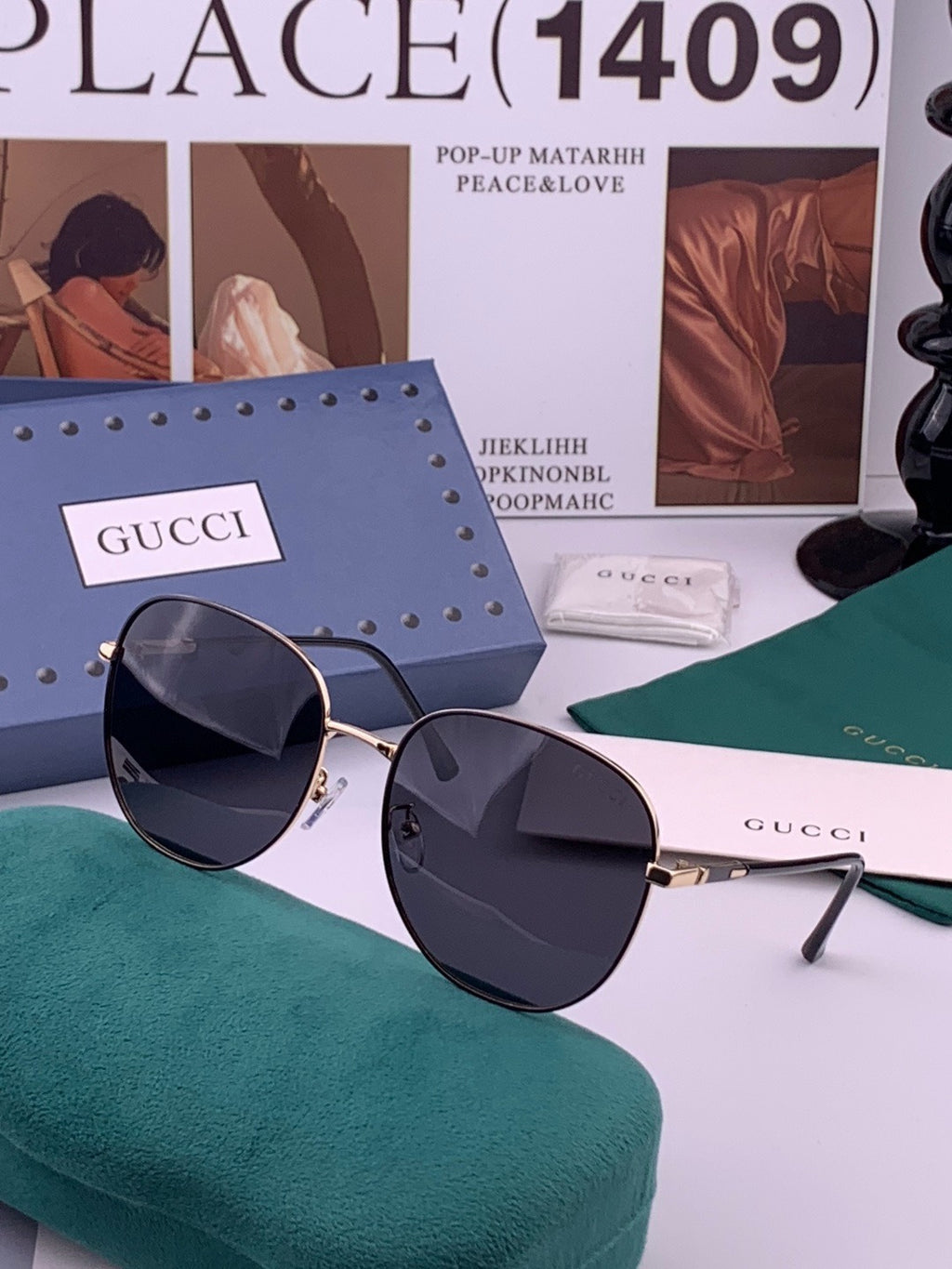 Gucci G5822 Polarized Oversized Gold Lens Sunglasses for Men & Women - 371548 - detail image 2