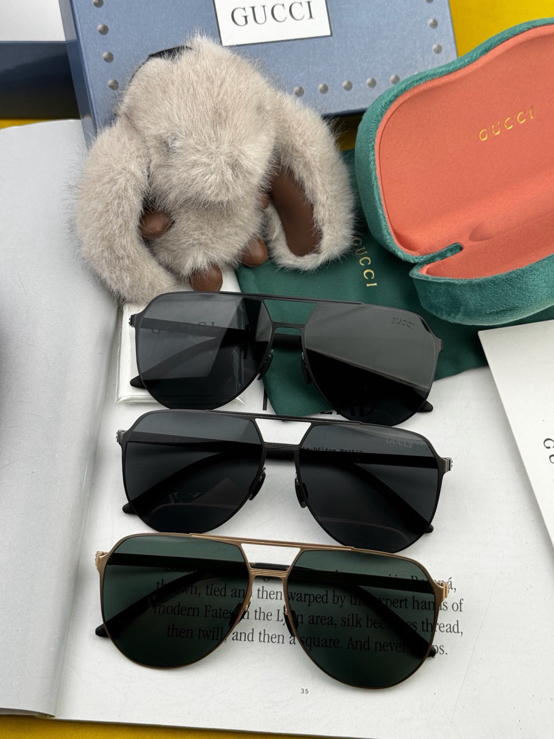 Gucci G2380 Polarized Aviator Gold Lens Sunglasses for Men - 371558 - detail image 7