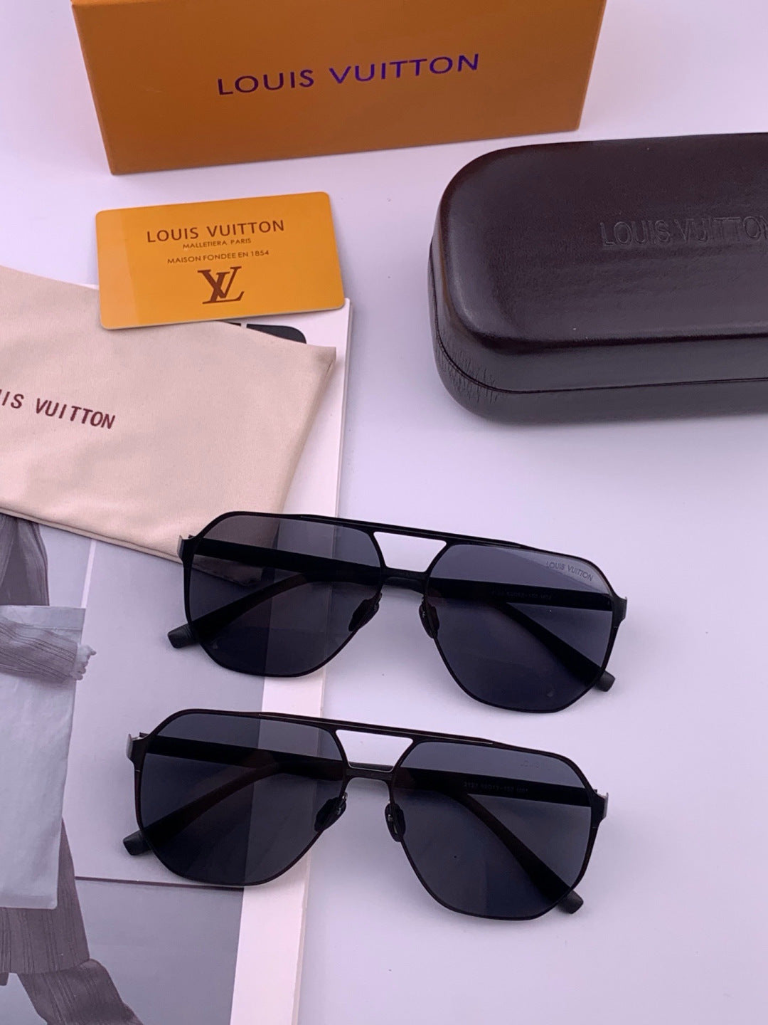 Louis Vuitton L3252 Polarized Aviator Orange Lens Sunglasses for Men - 371317 - detail image 7