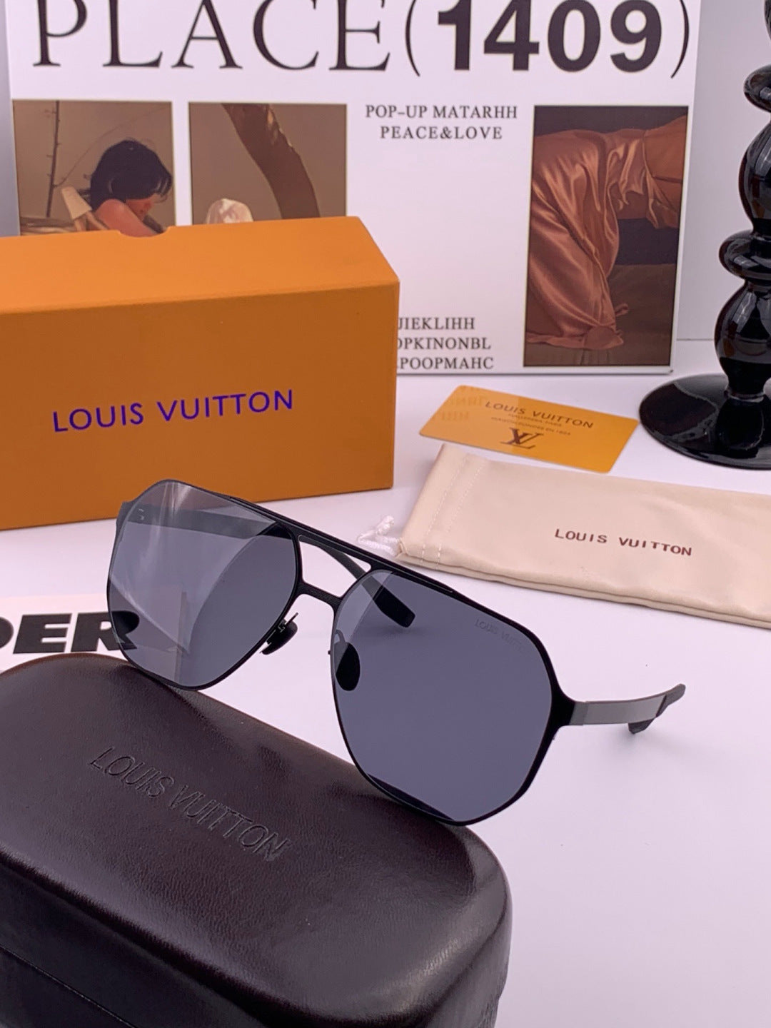 Louis Vuitton L3252 Polarized Aviator Orange Lens Sunglasses for Men - 371317 - detail image 3