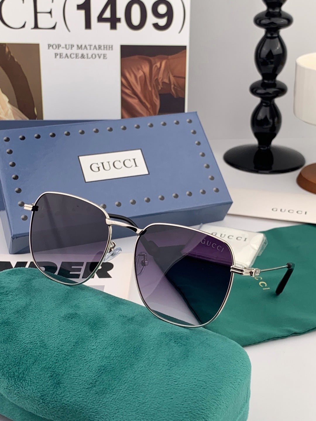Gucci G6162 Polarized Oversized Black Lens Sunglasses for Men & Women - 371534 - detail image 3