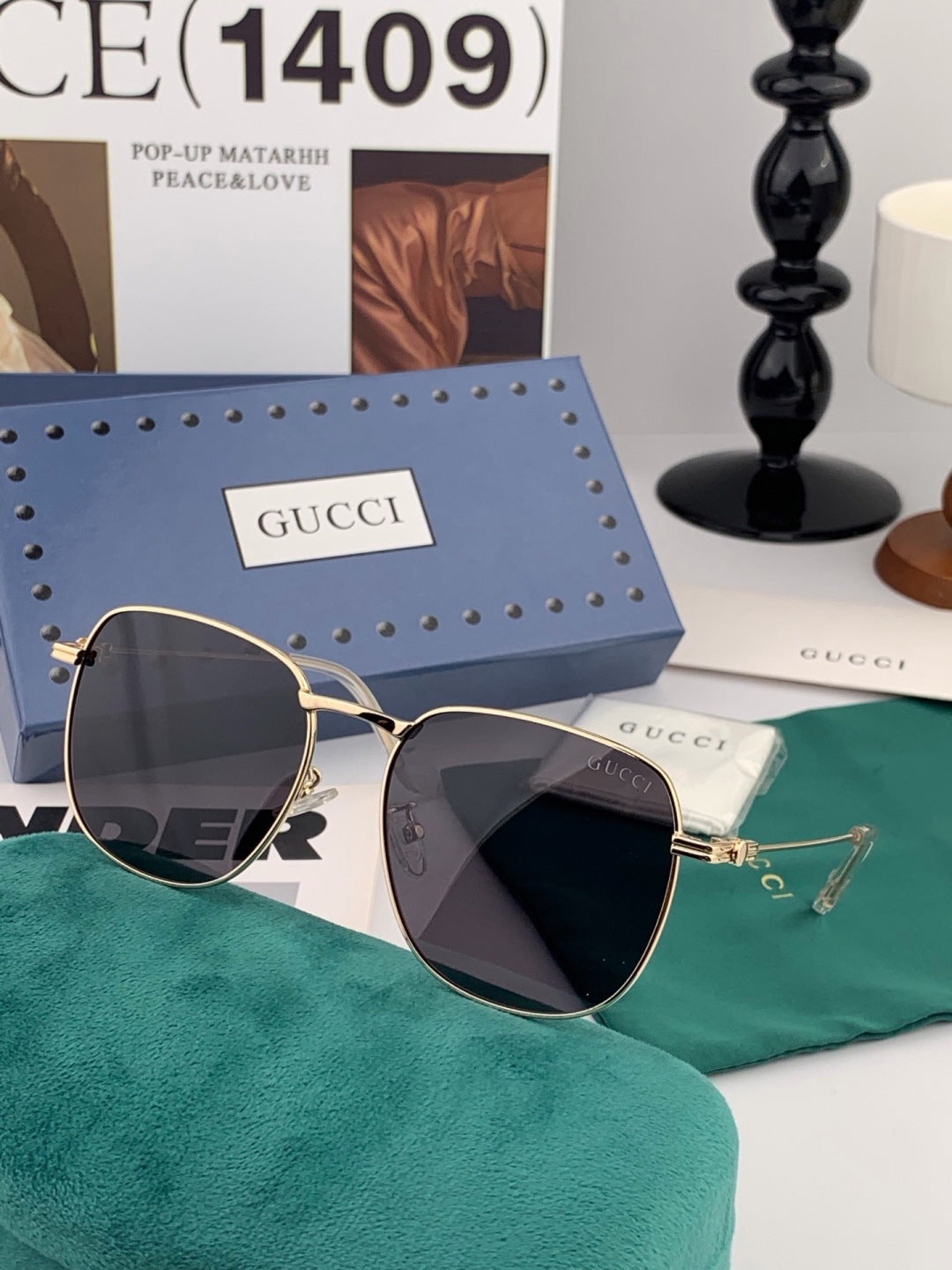 Gucci G6162 Polarized Oversized Black Lens Sunglasses for Men & Women - 371534 - detail image 4