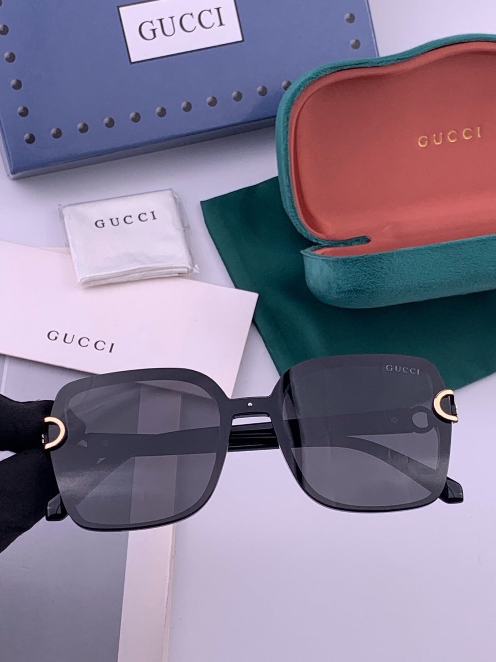 Gucci G9223 Polarized Square Black Lens Sunglasses for Men & Women - 371522