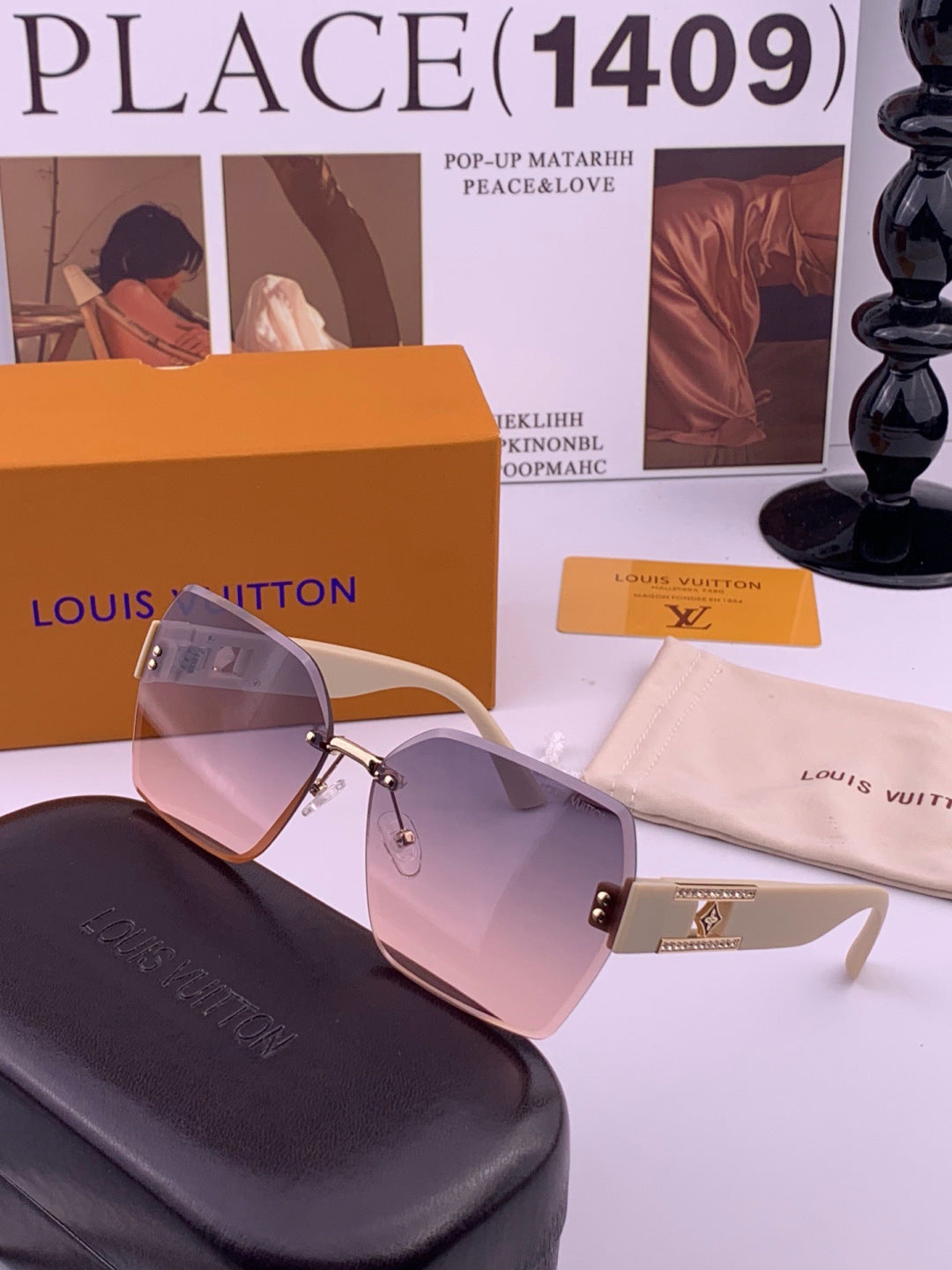 Louis Vuitton L9261 Square Gold Lens Sunglasses for Men & Women - 371297 - detail image 2