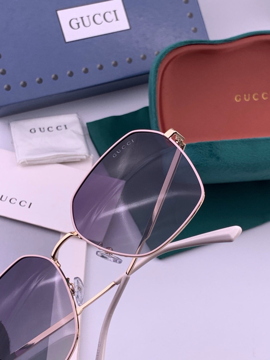 Gucci G5826 Metal Square Black Lens Sunglasses for Men & Women - 371519 - detail image 7