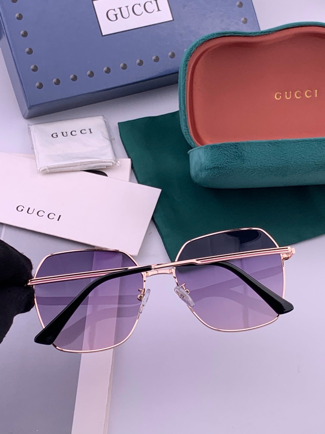 Gucci G5826 Metal Square Purple Lens Sunglasses for Men & Women - 371520 - detail image 5