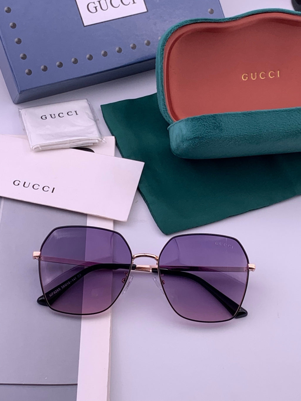 Gucci G5826 Metal Square Purple Lens Sunglasses for Men & Women - 371520 - detail image 8