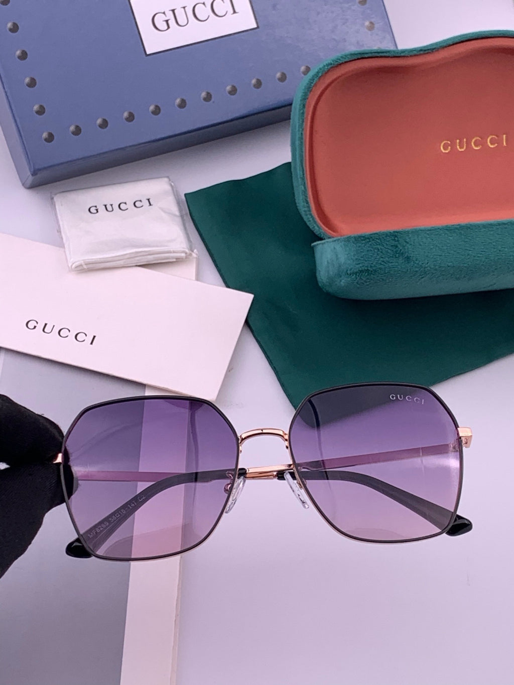Gucci G5826 Metal Square Purple Lens Sunglasses for Men & Women - 371520
