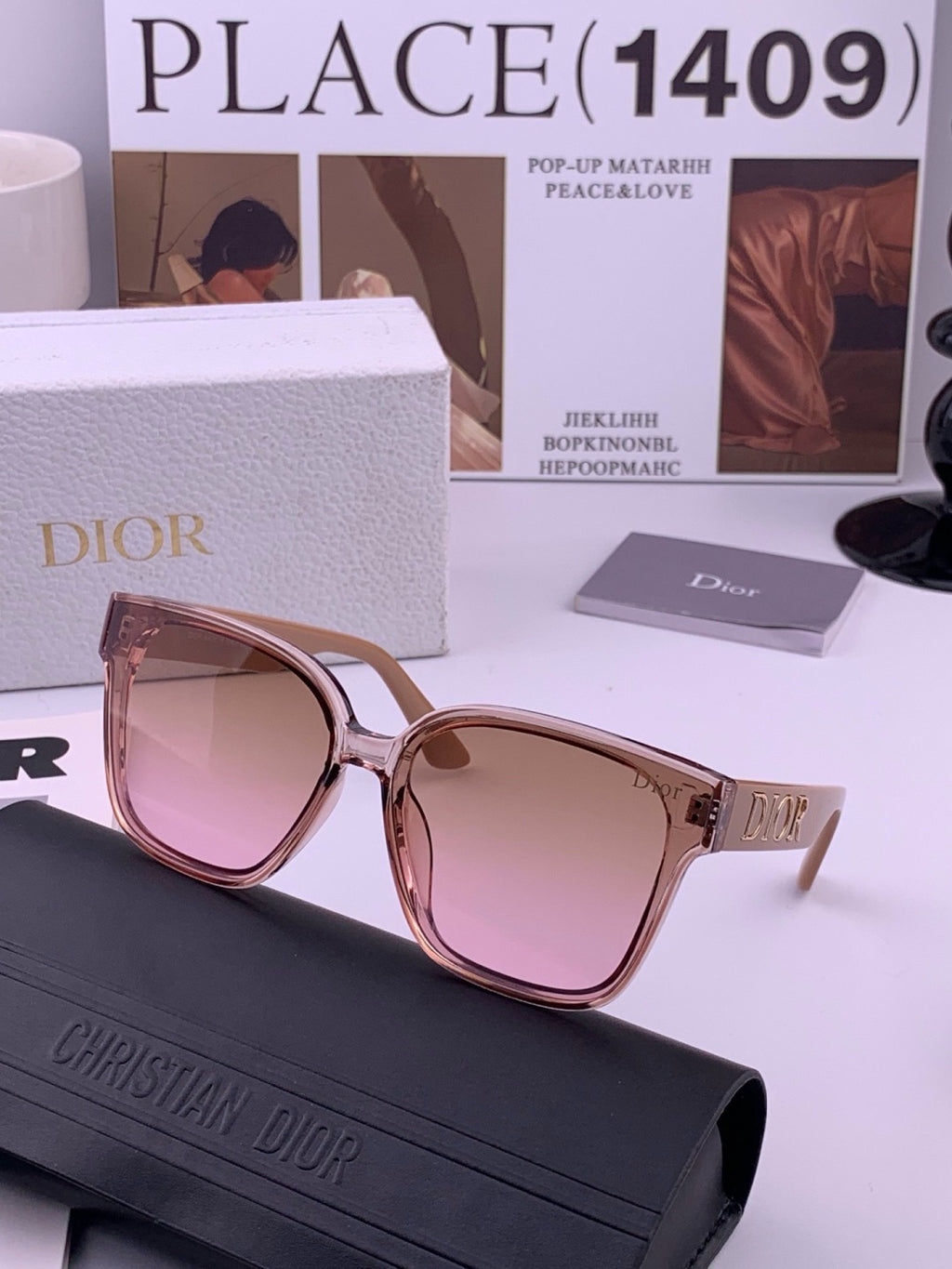 Dior D6895 Square Pink Lens Sunglasses for Men & Women - 382381 - detail image 2