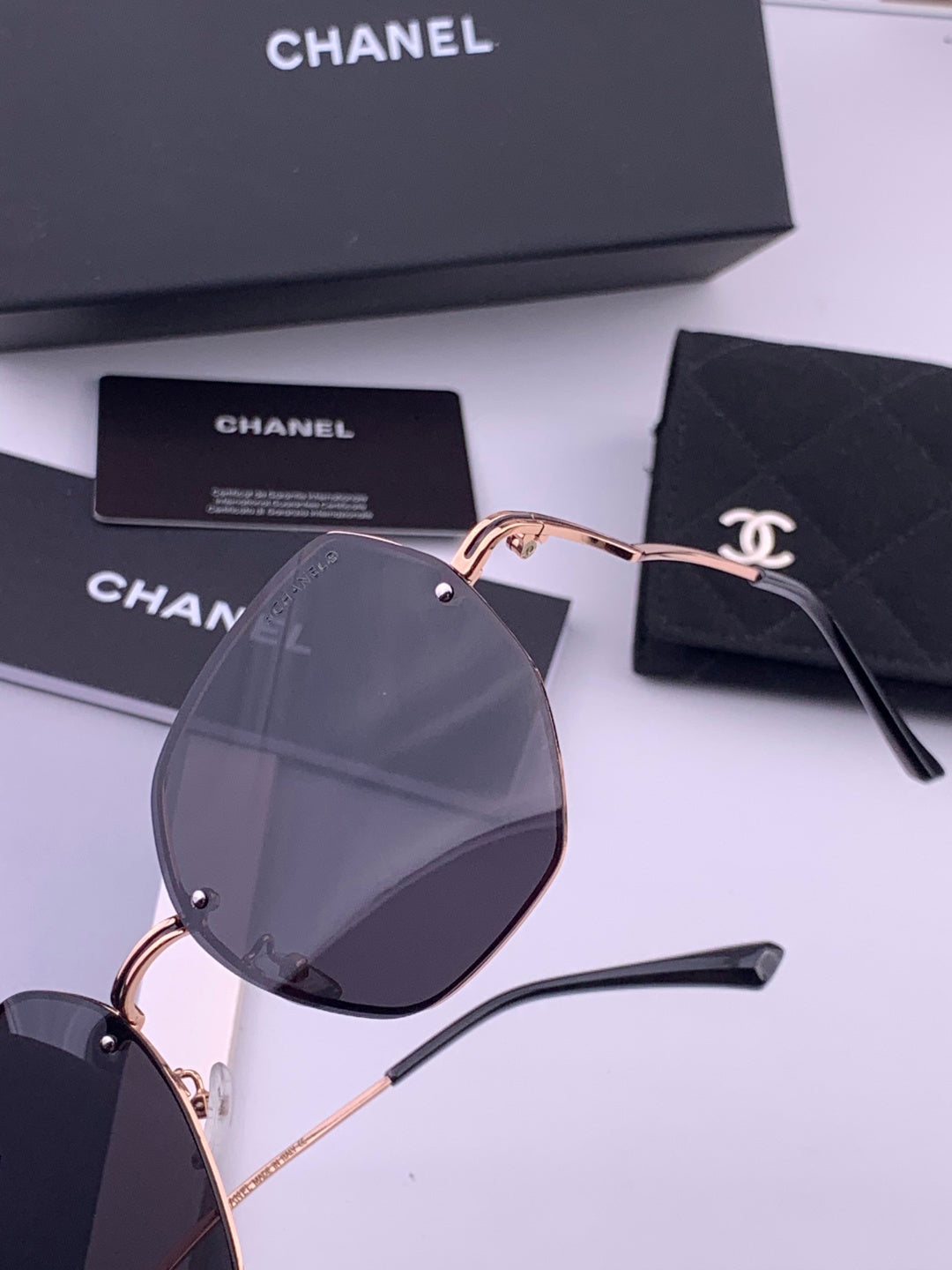 Chanel CH6301 Lightweight Rimless Black Lens Sunglasses for Women - detail image 3