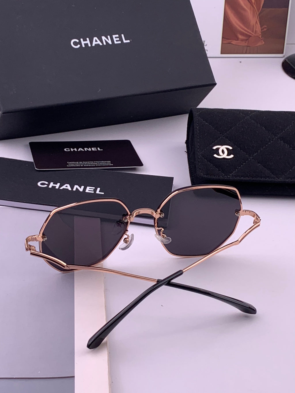 Chanel CH6301 Lightweight Rimless Black Lens Sunglasses for Women - detail image 4