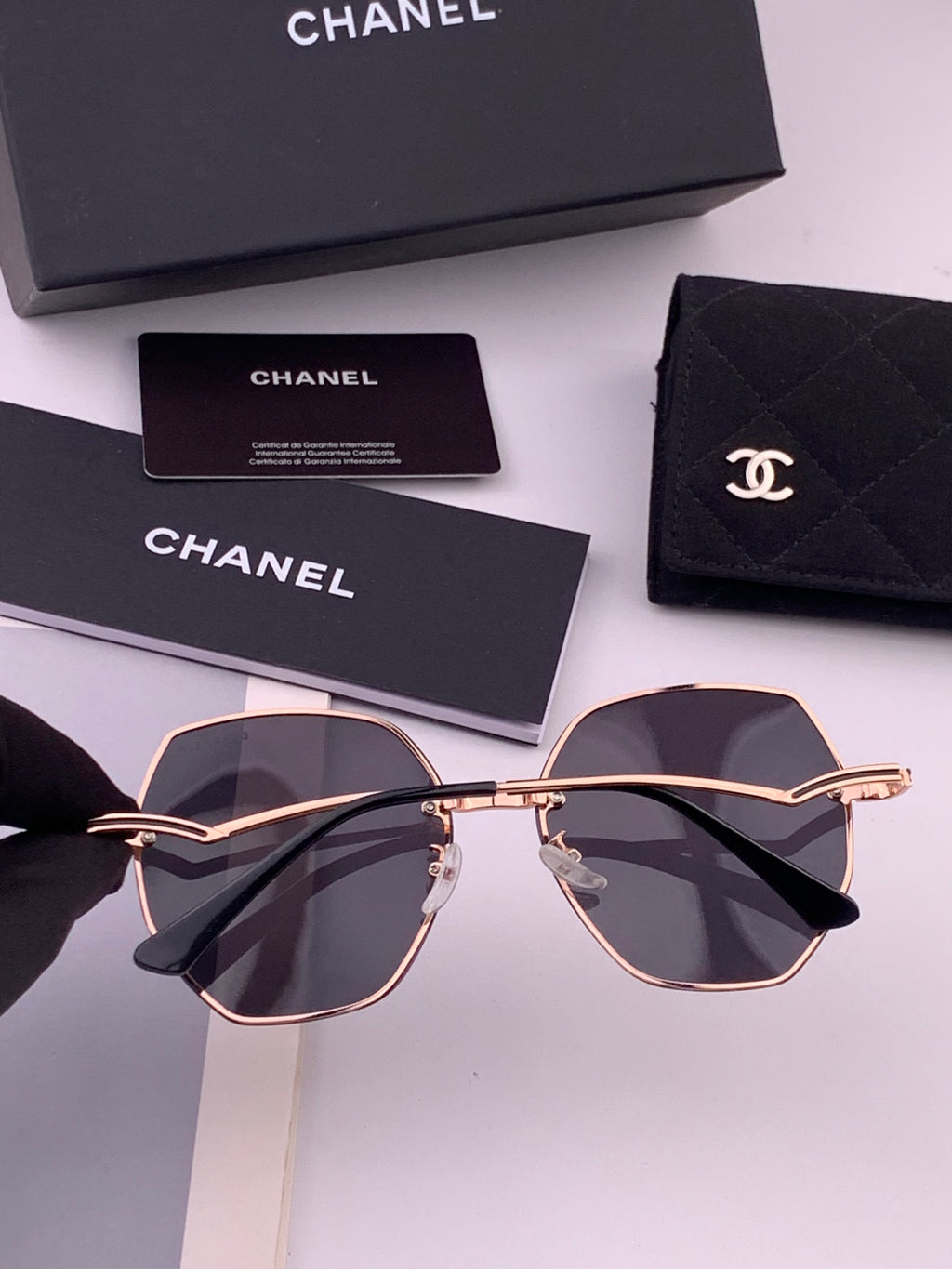 Chanel CH6301 Lightweight Rimless Black Lens Sunglasses for Women - detail image 5