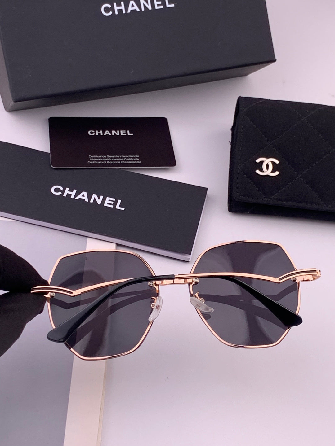 Chanel CH6301 Lightweight Rimless Black Lens Sunglasses for Women - detail image 5