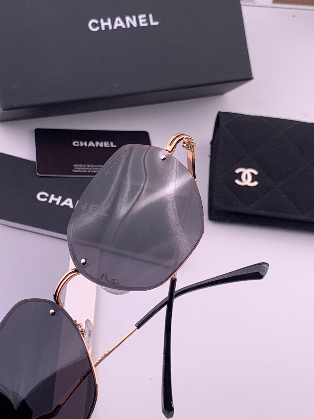 Chanel CH6301 Lightweight Rimless Black Lens Sunglasses for Women - detail image 6