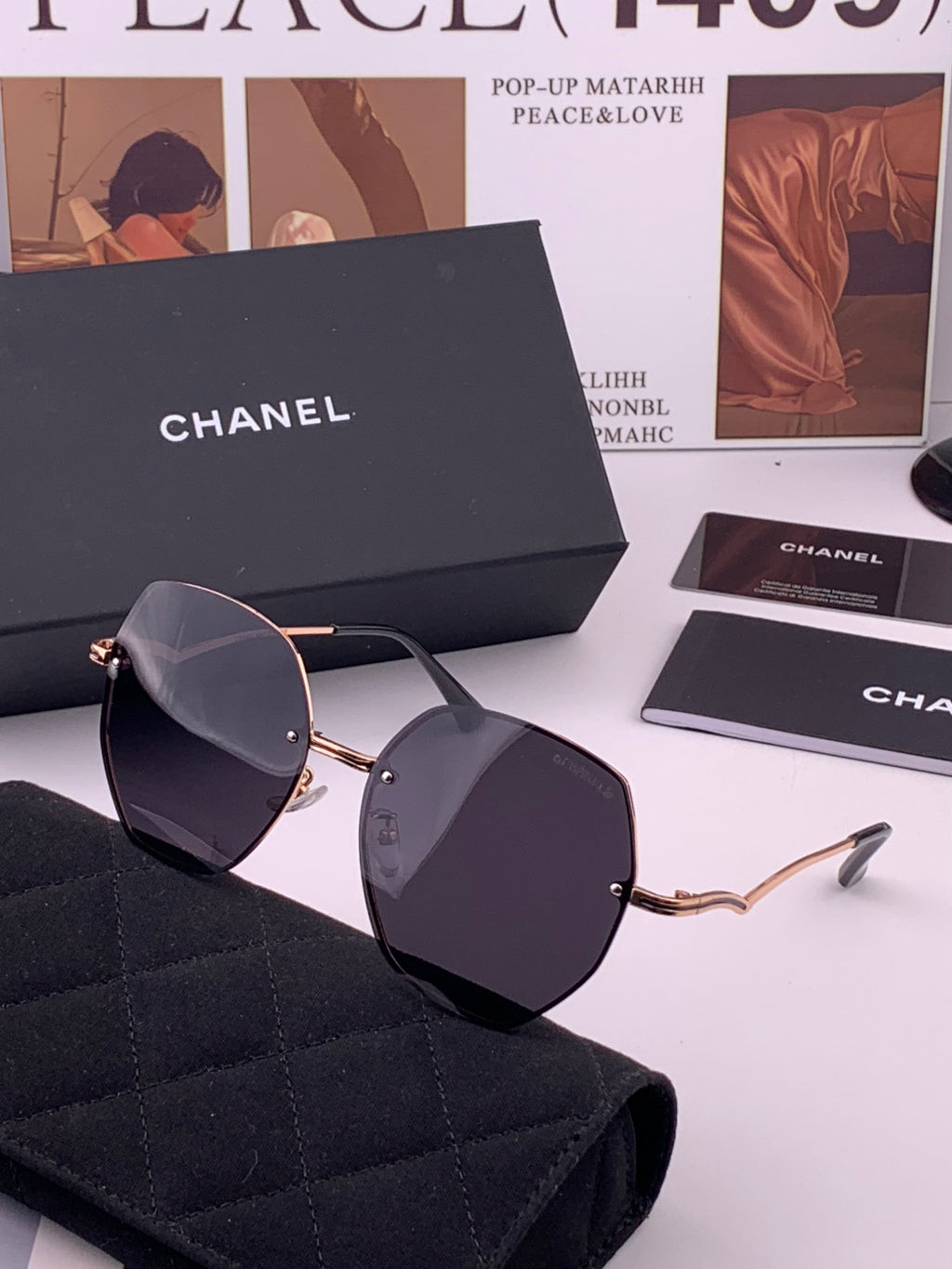 Chanel CH6301 Lightweight Rimless Black Lens Sunglasses for Women - detail image 2