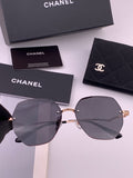 Chanel CH6301 Lightweight Rimless Black Lens Sunglasses for Women