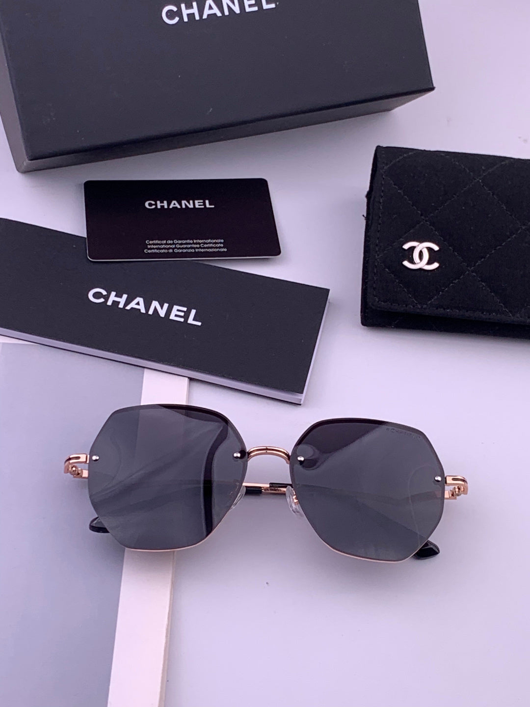 Chanel CH6301 Lightweight Rimless Black Lens Sunglasses for Women - detail image 7
