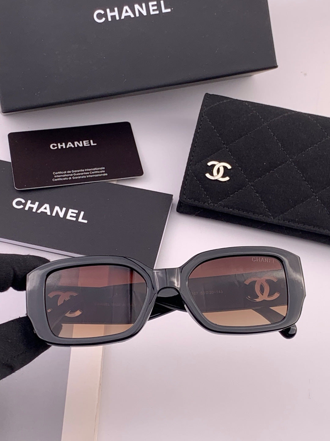 Chanel CH76910 Square Black Lens Sunglasses for Men & Women - 382325
