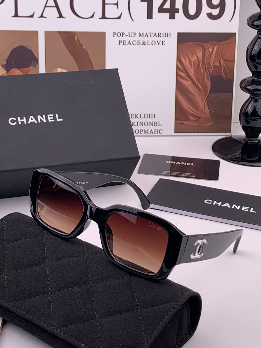 Chanel CH76910 Square Black Lens Sunglasses for Men & Women - 382325 - detail image 2