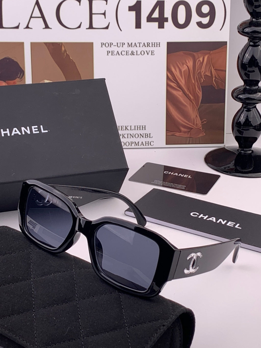 Chanel CH76910 Square Black Lens Sunglasses for Men & Women - 382326 - detail image 2