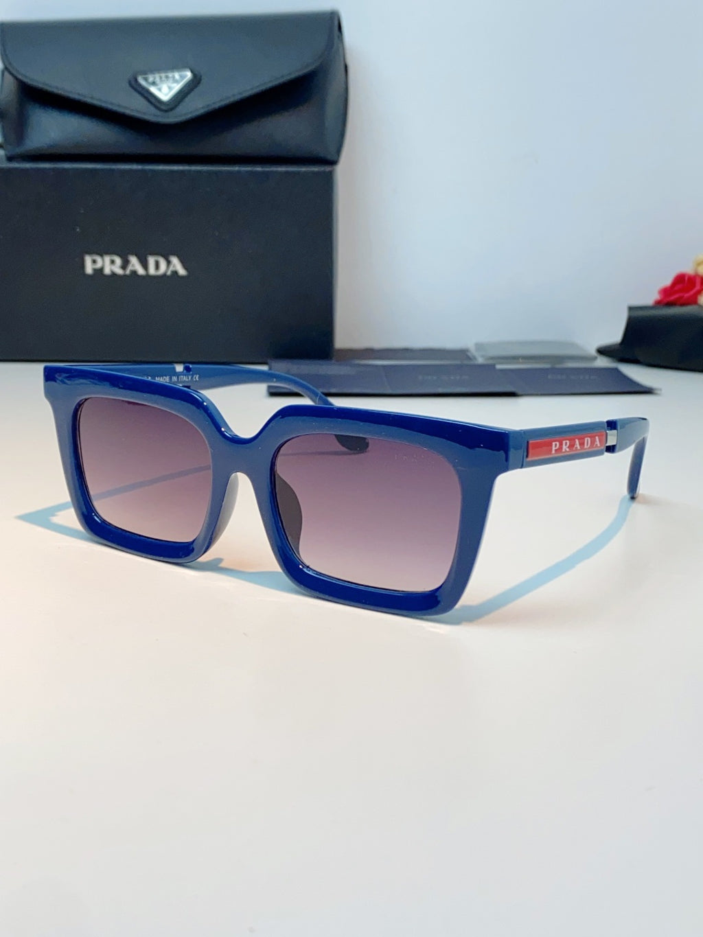 Prada Square Blue Lens Sunglasses for Men & Women - 382665