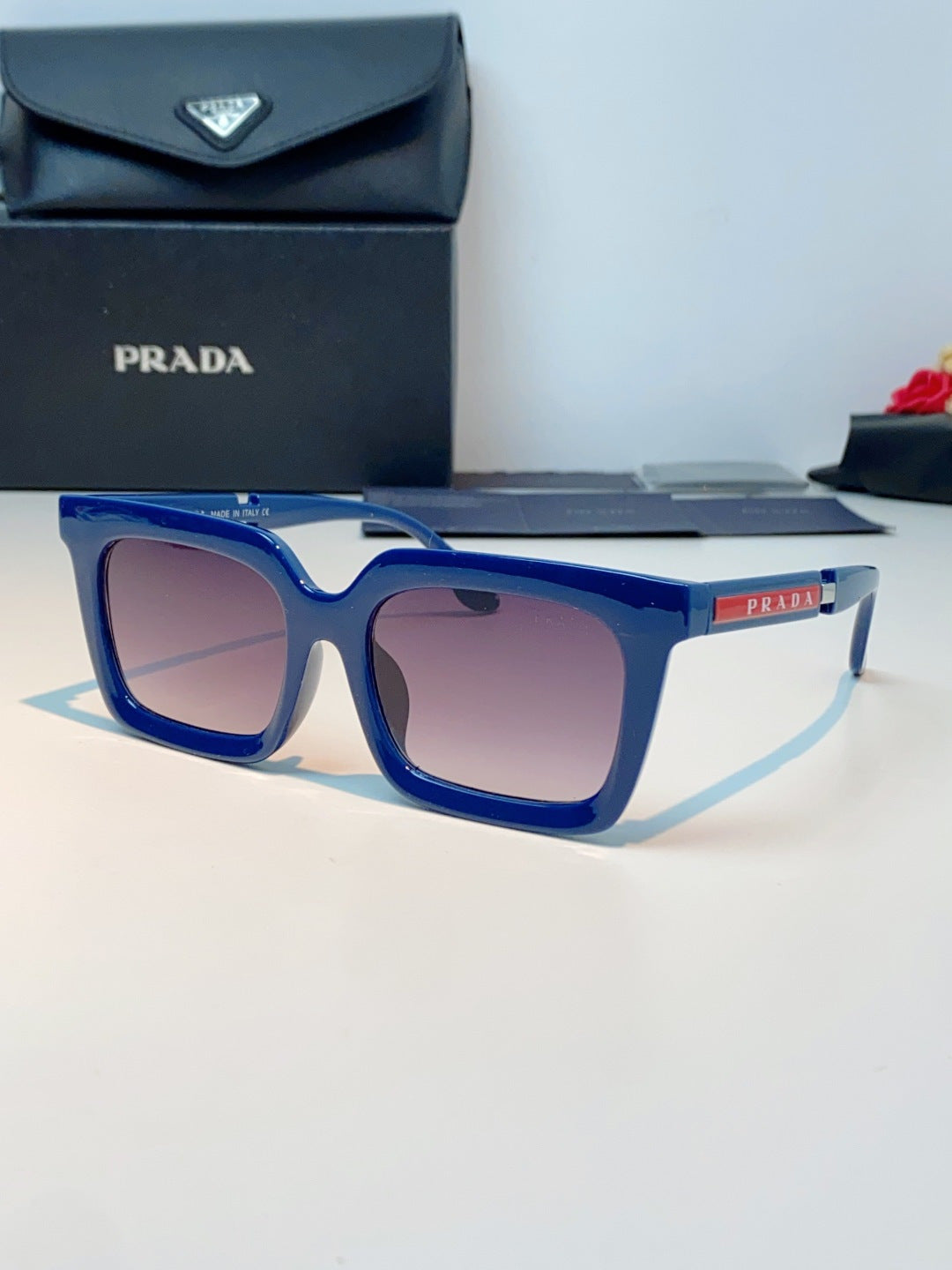 Prada Square Blue Lens Sunglasses for Men & Women - 382665