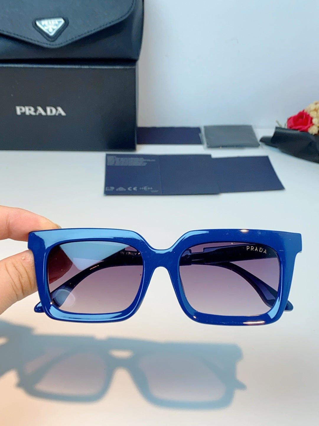 Prada Square Blue Lens Sunglasses for Men & Women - 382665 - detail image 4
