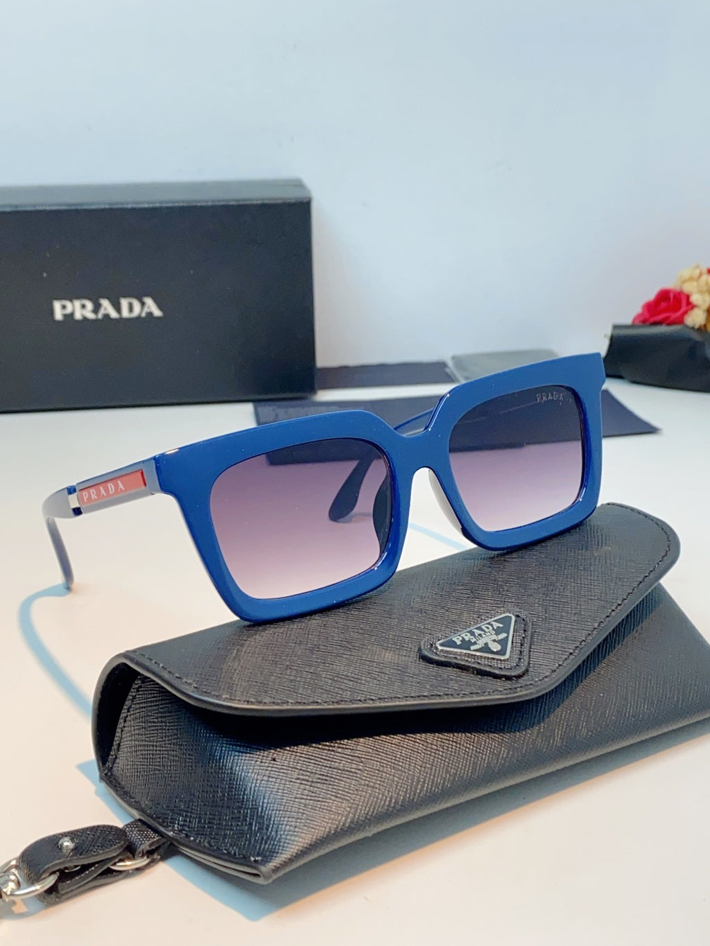 Prada Square Blue Lens Sunglasses for Men & Women - 382665 - detail image 11