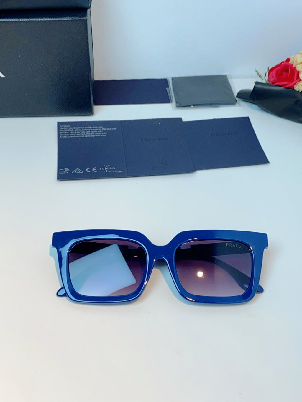 Prada Square Blue Lens Sunglasses for Men & Women - 382665 - detail image 10