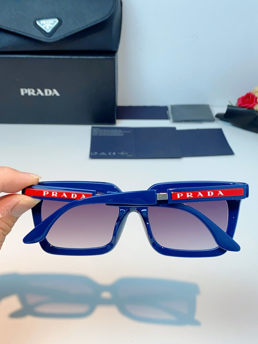 Prada Square Blue Lens Sunglasses for Men & Women - 382665 - detail image 5
