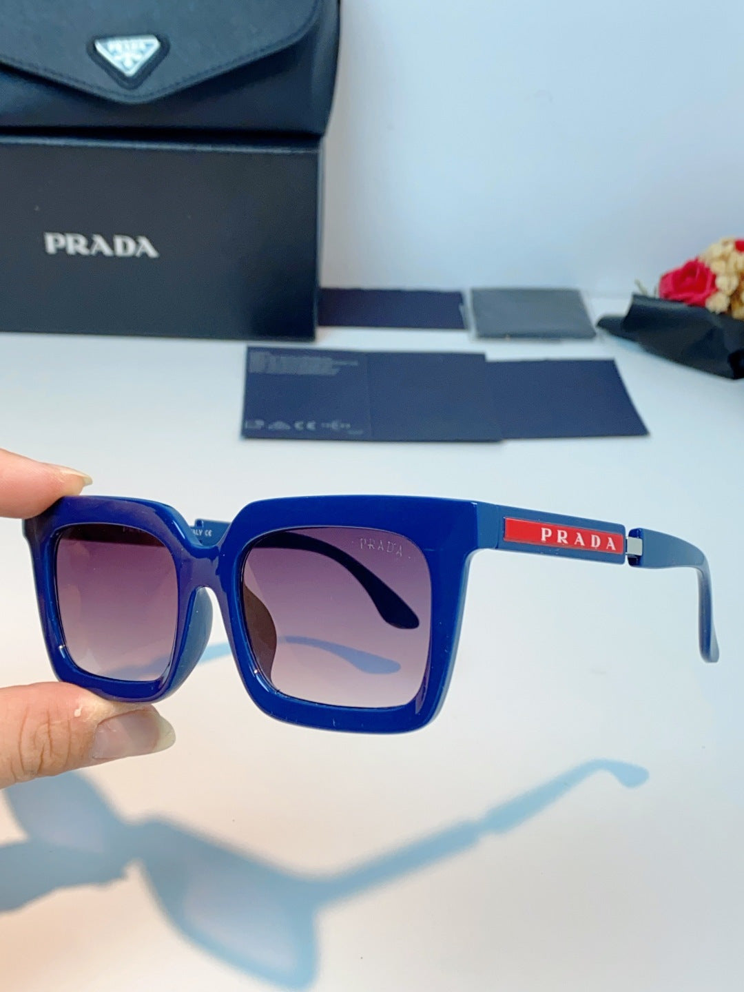 Prada Square Blue Lens Sunglasses for Men & Women - 382665 - detail image 6