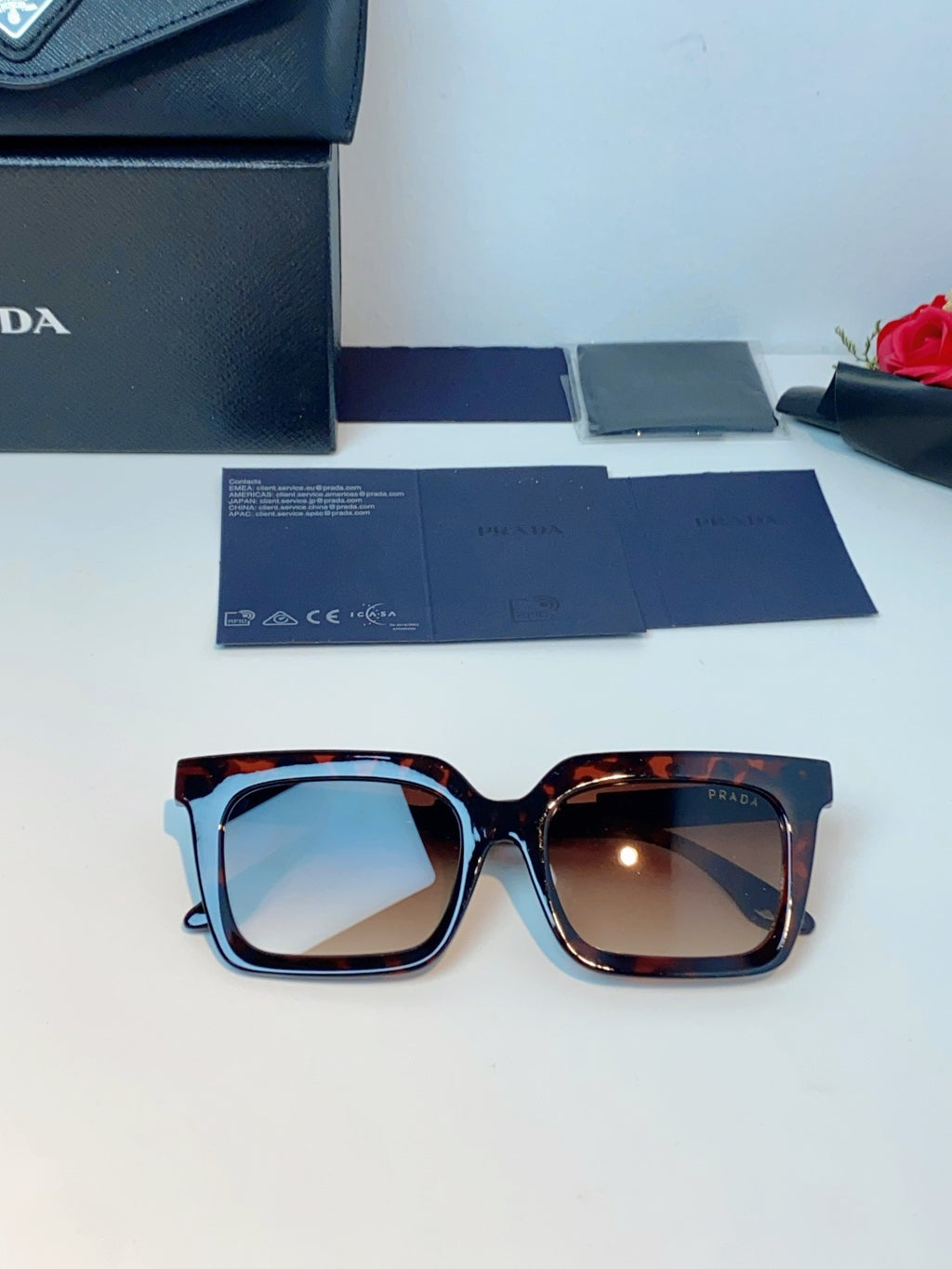 Prada Square Red Lens Sunglasses for Men & Women - 382666 - detail image 10