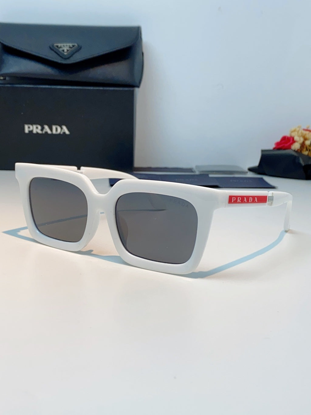 Prada Square Gray Lens Sunglasses for Men & Women - 382667