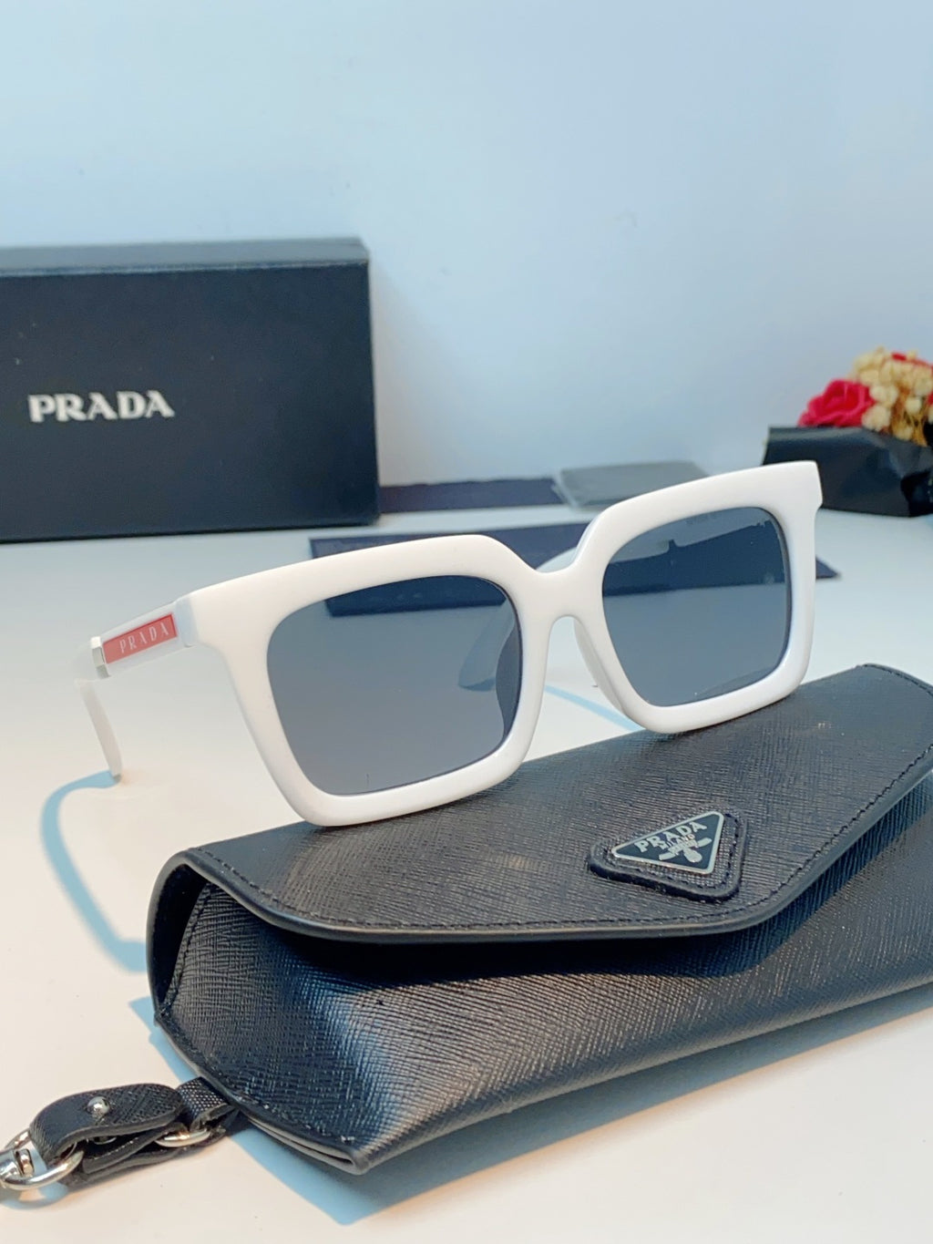 Prada Square Gray Lens Sunglasses for Men & Women - 382667 - detail image 11