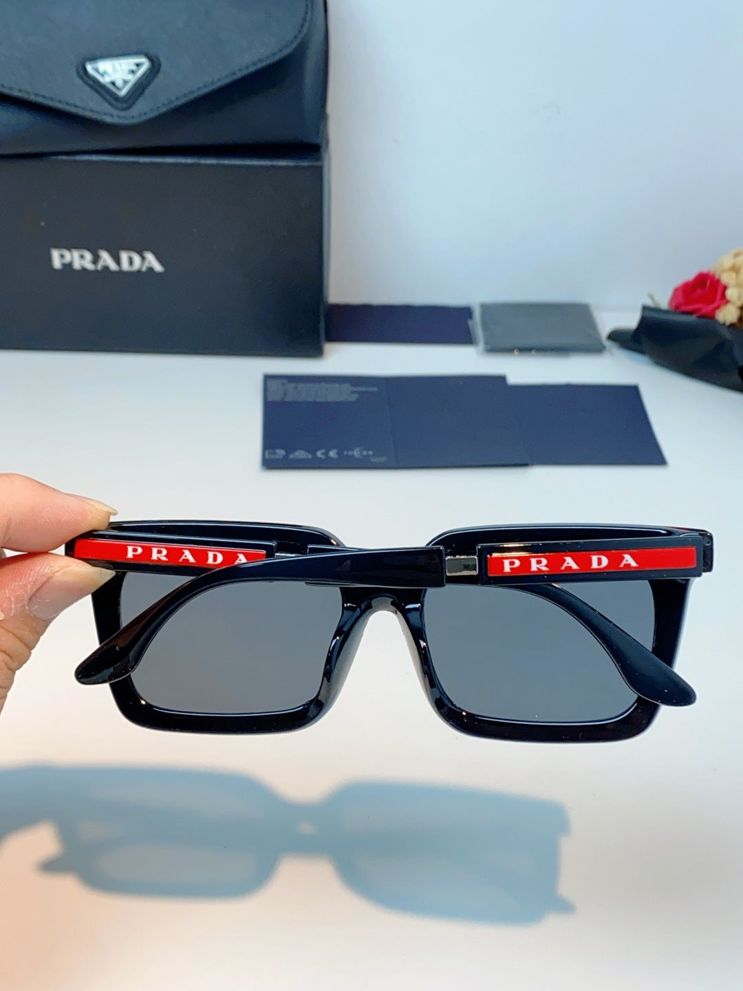 Prada Square Gray Lens Sunglasses for Men & Women - 382668 - detail image 5