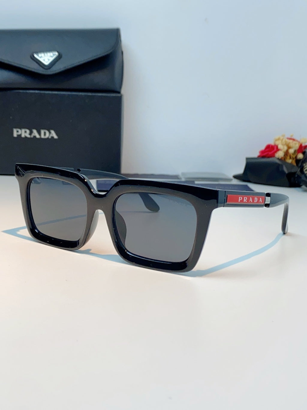 Prada Square Gray Lens Sunglasses for Men & Women - 382668