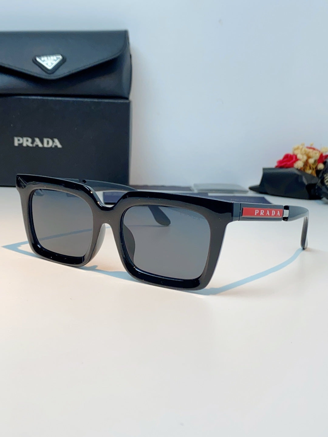 Prada Square Gray Lens Sunglasses for Men & Women - 382668