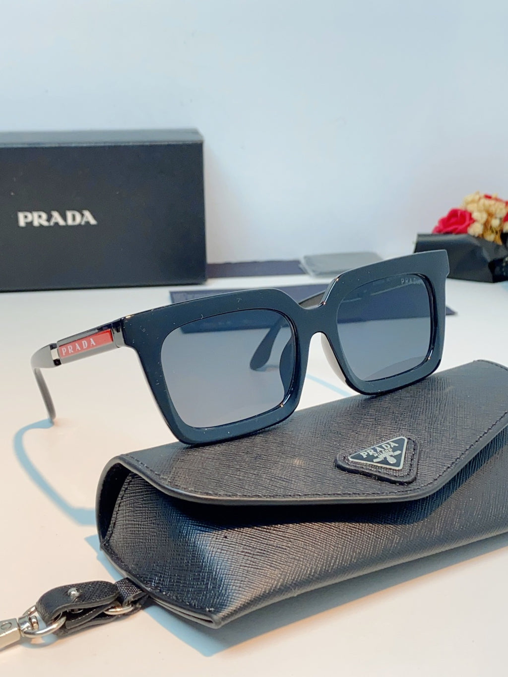 Prada Square Gray Lens Sunglasses for Men & Women - 382668 - detail image 11