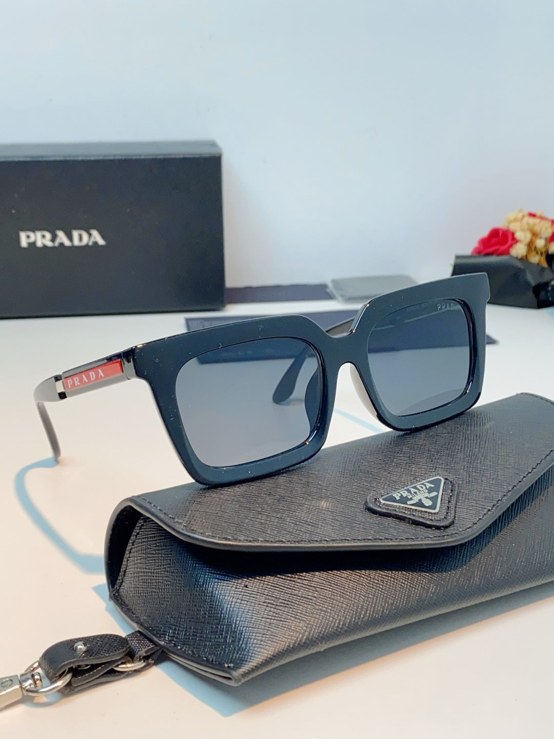Prada Square Gray Lens Sunglasses for Men & Women - 382668 - detail image 11