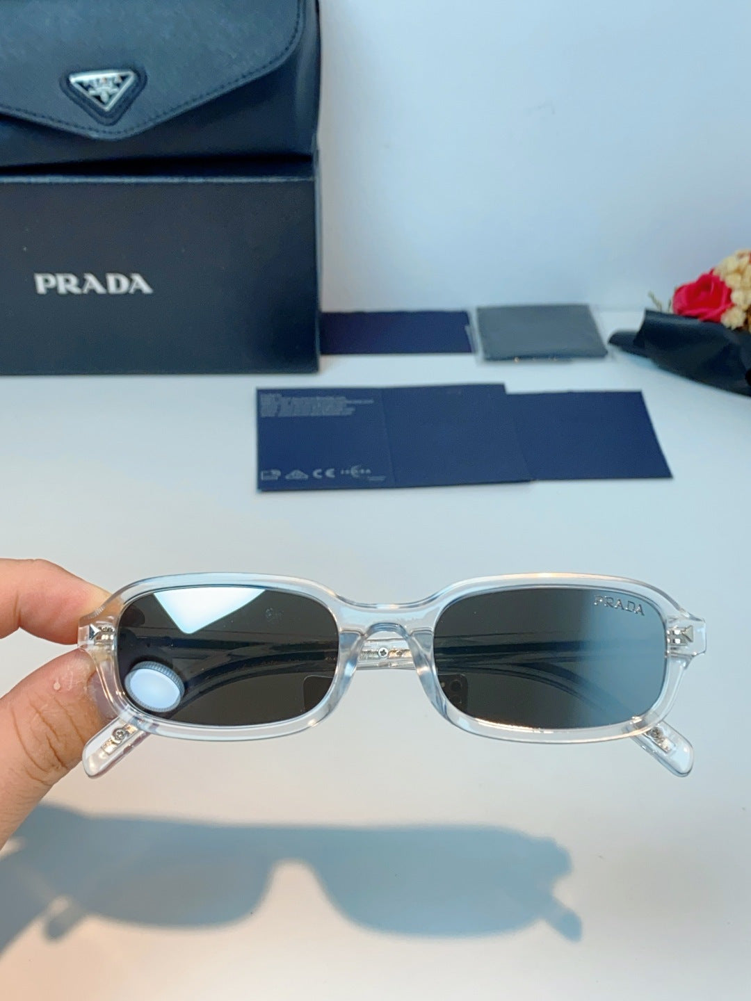 Prada Metal Oval Silver Lens Sunglasses for Men & Women - 382670 - detail image 4